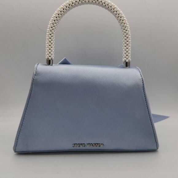 NWOT Steve Madden Cossette Blue Mini Handbag Bow Dustbag Crystal Embellished - Picture 4 of 11